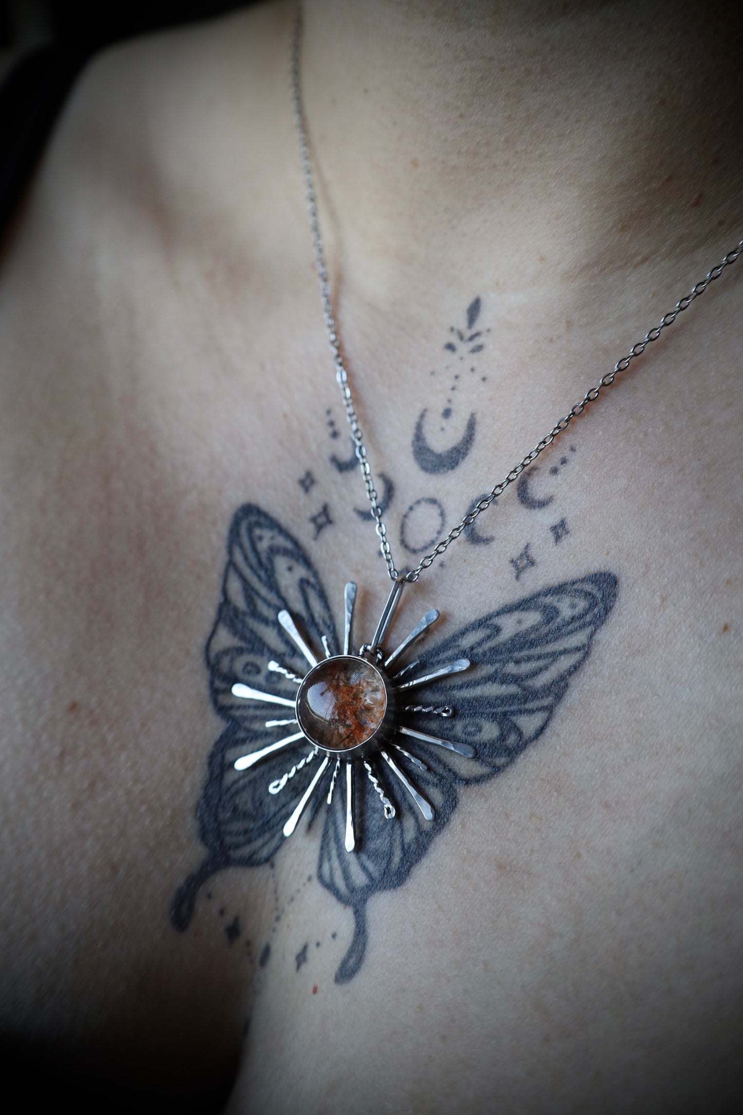 Lodolite Sun Pendant in Solid Sterling Silver