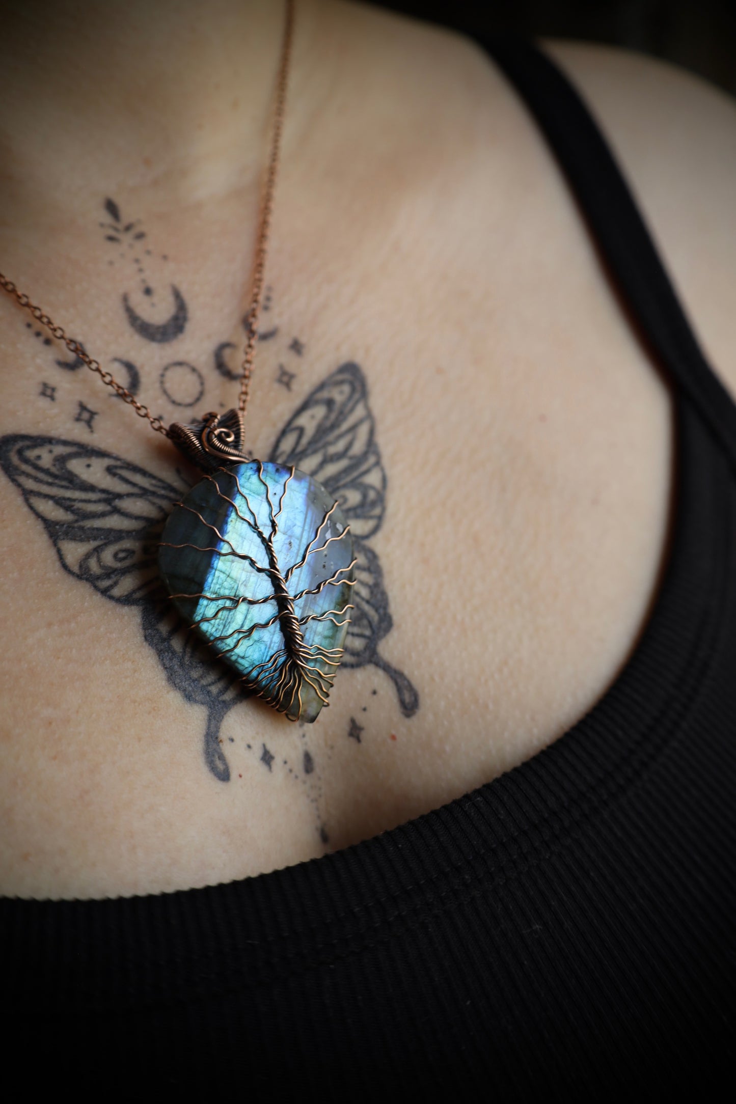 Labradorite Tree of Life Pendant in Copper