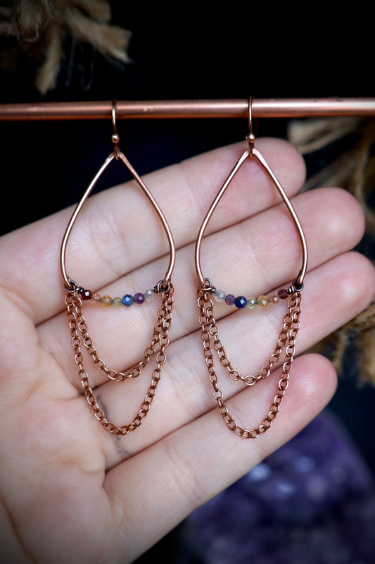 Rainbow Genuine Gemstone Copper Earrings