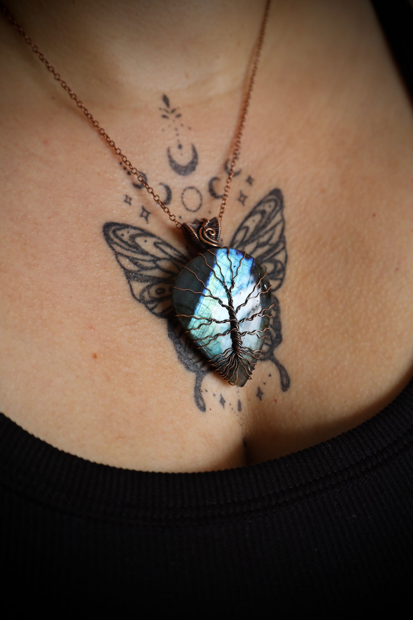 Labradorite Tree of Life Pendant in Copper