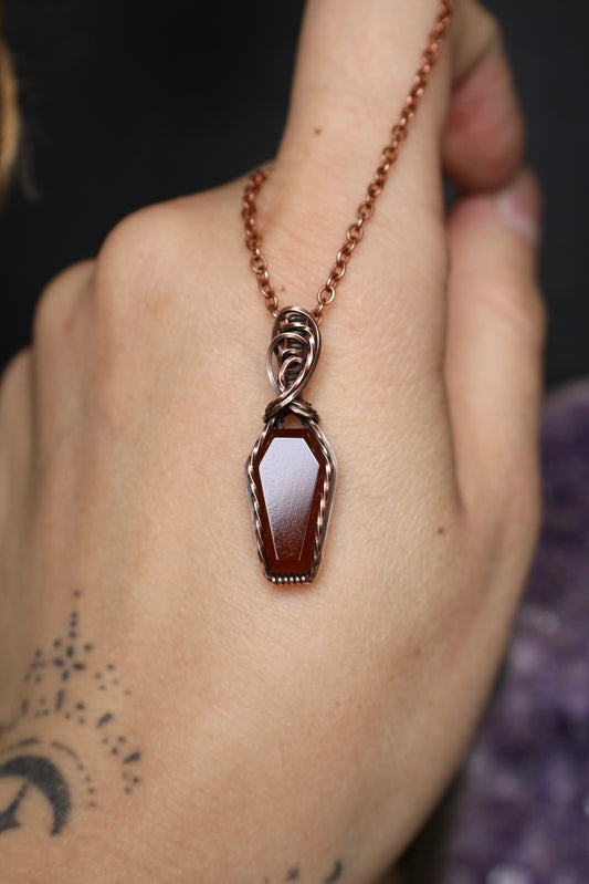 Orange Coffin Pendant in Copper